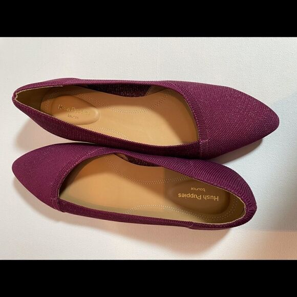 Hush Puppies size 8 Wide Sadie knit Ballet Flat Burgundy sparkle like Rothy - Picture 5 of 14